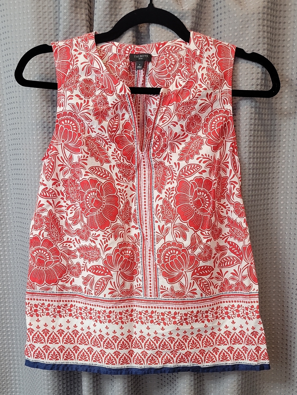 Talbots Women's Red Floral Sleeveless Shell Top Size P